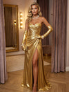 Strapless Satin Mermaid Evening Dresses with Slit