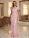 Round Neck Sequin Mermaid Evening Dresses with Sleeves