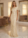 Round Neck Sequin Mermaid Evening Dresses with Sleeves