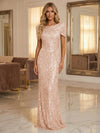 Round Neck Sequin Mermaid Evening Dresses with Sleeves