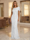 Round Neck Sequin Mermaid Evening Dresses with Sleeves