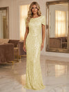 Round Neck Sequin Mermaid Evening Dresses with Sleeves