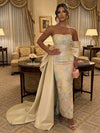 Strapless Satin Mermaid Evening Dresses with Bow