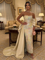 Strapless Satin Mermaid Evening Dresses with Bow