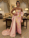 Strapless Satin Mermaid Evening Dresses with Bow