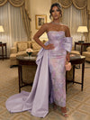 Strapless Satin Mermaid Evening Dresses with Bow