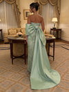 Strapless Satin Mermaid Evening Dresses with Bow