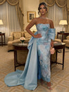 Strapless Satin Mermaid Evening Dresses with Bow