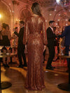 Sequin Mermaid V Neck Pleated Evening Dresses