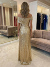 Sequin Mermaid Off the Shoulder Pleated Evening Dresses