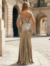 Metallic Satin Mermaid Off the Shoulder Pleated Evening Dresses