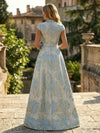 Jacquard A-Line V Neck 3D Flowers Mother of the Bride Dresses