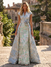 Jacquard A-Line V Neck 3D Flowers Mother of the Bride Dresses