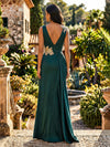 Satin Mermaid V Neck Pleated Mother of the Bride Dresses