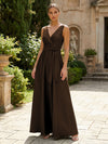 Satin A-Line V Neck Pleated Mother of the Bride Dresses