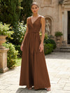 Satin A-Line V Neck Pleated Mother of the Bride Dresses
