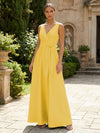 Satin A-Line V Neck Pleated Mother of the Bride Dresses