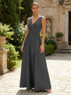 Satin A-Line V Neck Pleated Mother of the Bride Dresses