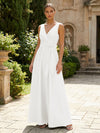 Satin A-Line V Neck Pleated Mother of the Bride Dresses