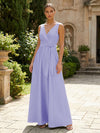Satin A-Line V Neck Pleated Mother of the Bride Dresses