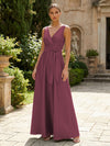 Satin A-Line V Neck Pleated Mother of the Bride Dresses