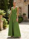 Satin A-Line V Neck Pleated Mother of the Bride Dresses