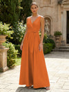 Satin A-Line V Neck Pleated Mother of the Bride Dresses