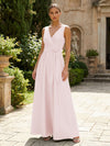 Satin A-Line V Neck Pleated Mother of the Bride Dresses