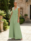 Satin A-Line V Neck Pleated Mother of the Bride Dresses