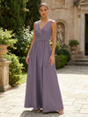 Satin A-Line V Neck Pleated Mother of the Bride Dresses