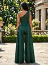 Satin Pantsuit One Shoulder Pleated Mother of the Bride Dresses