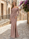 Jersey Mermaid Off the Shoulder Pleated Mother of the Bride Dresses