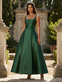 Satin A-Line Square Neck Elegant Mother of the Bride Dresses