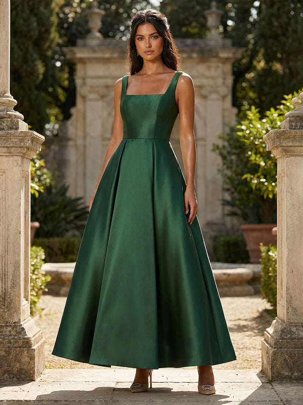 Satin A-Line Square Neck Elegant Mother of the Bride Dresses