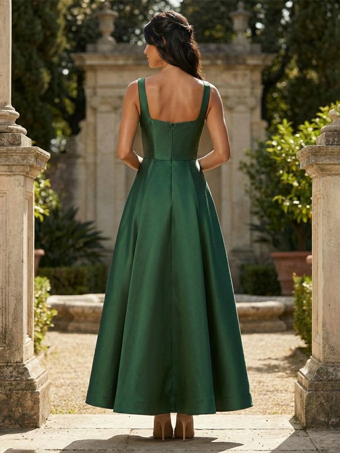 Satin A-Line Square Neck Elegant Mother of the Bride Dresses