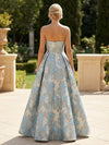 Satin Jacquard A-Line Pleated Mother of the Bride Dresses with Cape