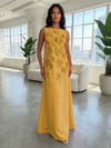 Jersey A-Line Boat Neck  3D Flowers Formal Dresses