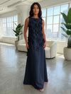 Jersey A-Line Boat Neck  3D Flowers Formal Dresses