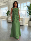 Jersey A-Line Boat Neck  3D Flowers Formal Dresses