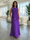 Jersey A-Line Boat Neck  3D Flowers Formal Dresses
