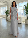 Jersey A-Line Boat Neck  3D Flowers Formal Dresses