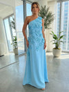 Jersey A-Line One Shoulder 3D Flowers Formal Dresses