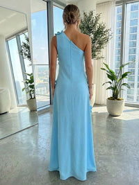 Jersey A-Line One Shoulder 3D Flowers Formal Dresses