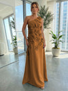 Jersey A-Line One Shoulder 3D Flowers Formal Dresses