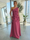 Jersey A-Line One Shoulder 3D Flowers Formal Dresses