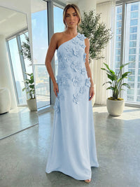 Jersey A-Line One Shoulder 3D Flowers Formal Dresses
