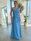 Jersey A-Line One Shoulder 3D Flowers Formal Dresses