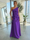 Jersey A-Line One Shoulder 3D Flowers Formal Dresses