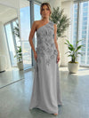 Jersey A-Line One Shoulder 3D Flowers Formal Dresses