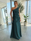 Jersey A-Line One Shoulder 3D Flowers Formal Dresses